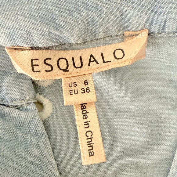 Esqualo Sleeveless Blue Embroidered Tiered Summer Dress Size 6 US / 36 EU - Picture 4 of 5